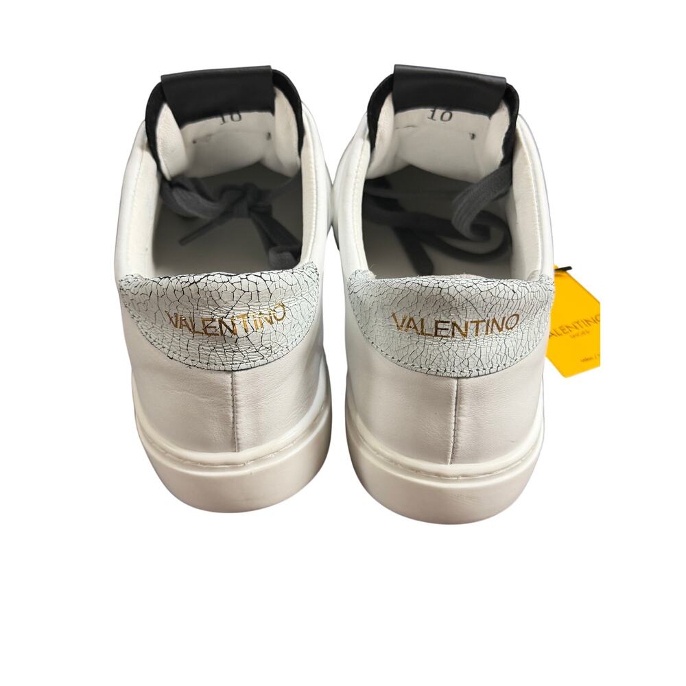 Valentino Laura Low Top Sneakers White Leather Crackle Heel IT 40 US 10 - Picture 4 of 10